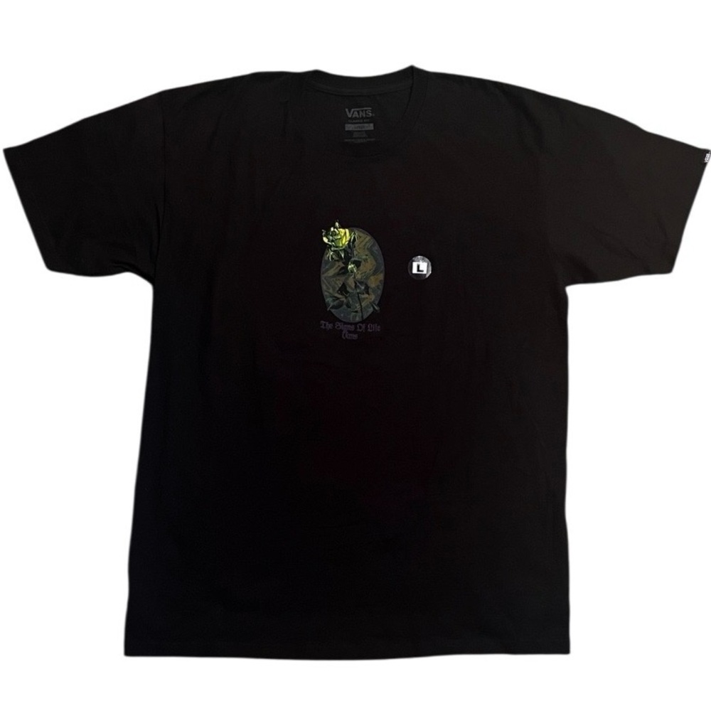 Vans Black Short Sleeve Graphic Tee with Green Accent